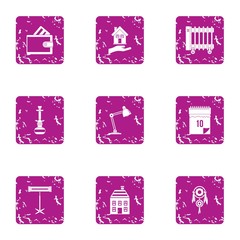 Poster - Thawing weather icons set. Grunge set of 9 thawing weather vector icons for web isolated on white background