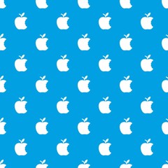 Poster - Bite apple pattern vector seamless blue repeat for any use