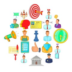 Poster - Business relationship icons set. Cartoon set of 25 business relationship vector icons for web isolated on white background
