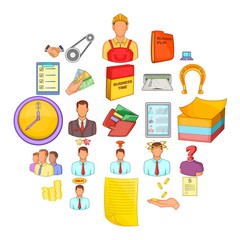 Poster - Hard work icons set. Cartoon set of 25 hard work vector icons for web isolated on white background