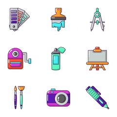 Poster - Color coating icons set. Cartoon set of 9 color coating vector icons for web isolated on white background
