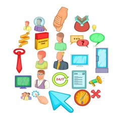 Poster - Business cooperation icons set. Cartoon set of 25 business cooperation vector icons for web isolated on white background