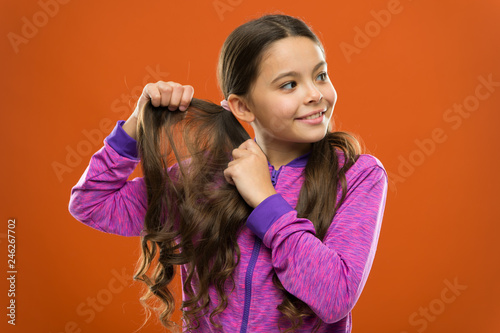 Charming Beauty Girl Active Kid With Long Gorgeous Hair Strong