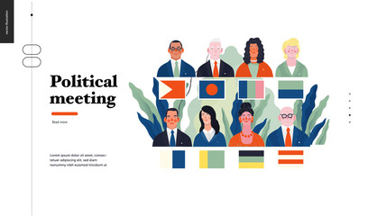 Wall Mural - Technology 1 - Political meeting - flat vector concept digital illustration political meeting metaphor. Creative landing web page design template