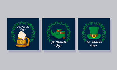 Wall Mural - set cards of st patrick day