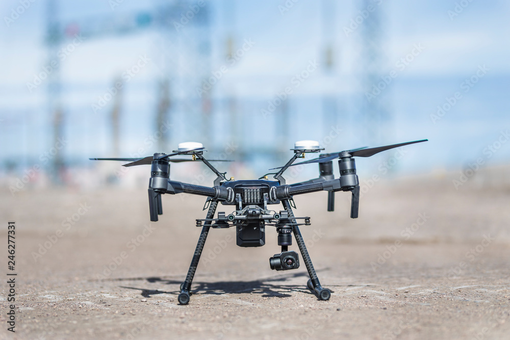 Uavare Drone landed and working for ortophoto and thermal analysis of PV ...