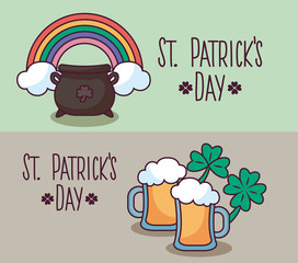 Wall Mural - set cards of st patrick day