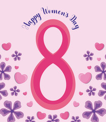 Wall Mural - happy women day card with number eight date