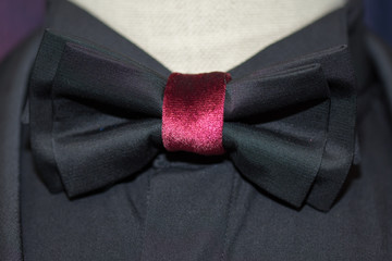 Wall Mural - black bow tie with cherry-colored