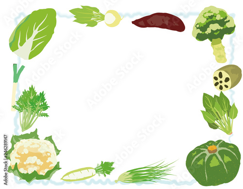 冬野菜 イラストフレーム Winter Vegetable Illustration Frame Stock Vector Adobe Stock