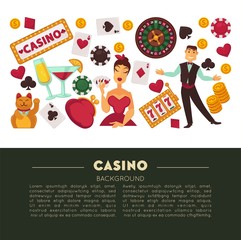 Wall Mural - Casino club and gambling roulette and poker game