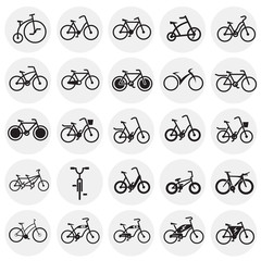 Poster - Bicycle icons set on circles white background for graphic and web design, Modern simple vector sign. Internet concept. Trendy symbol for website design web button or mobile app
