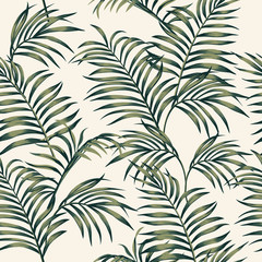Wall Mural - Tropical leaves seamless white background