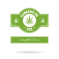 Wall Mural - Marijuana leaf. Medical cannabis. Hemp oil. Cannabis extract. Icon product label and logo graphic template. Isolated vector illustration.