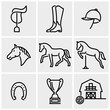 Equestrian icon set. Horses vector symbols.