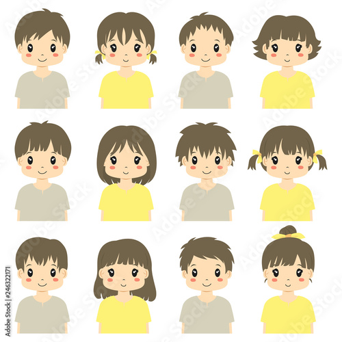 Cute Children Avatar Vector Collection Boys And Girls Half Body Vector With Different Hairstyle Stock Vector Adobe Stock