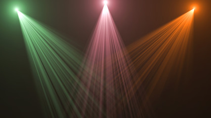 Wall Mural - abstract of empty stage with colorful spotlights or several bright projectors for scene lighting eff