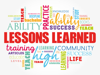 Wall Mural - lessons learned word cloud collage, education concept background