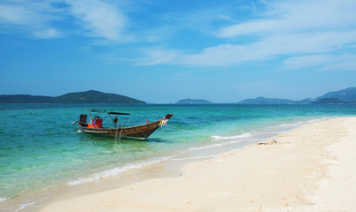 Thai traditional wooden longtail boat