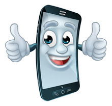 A Mobile Phone Cell Mascot Cartoon Character Giving A Thumbs Up Graphic Illustration