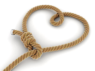 Poster - Heart shape from rope. Image with clipping path