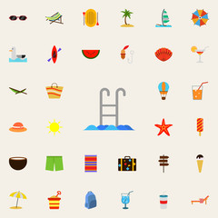Poster - stairs to the pool flat icon. colored Summer icons universal set for web and mobile