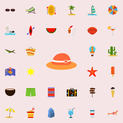 Aufkleber - Beach hat flat icon. colored Summer icons universal set for web and mobile