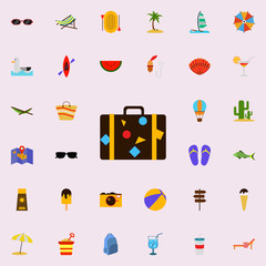 Poster - traveler's suitcase flat icon. colored Summer icons universal set for web and mobile