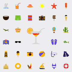 Aufkleber - tropical cocktail flat icon. colored Summer icons universal set for web and mobile
