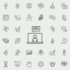 Aufkleber - perform in a laptop icon. Startup icons universal set for web and mobile