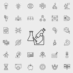 Poster - microscope icon. Startup icons universal set for web and mobile