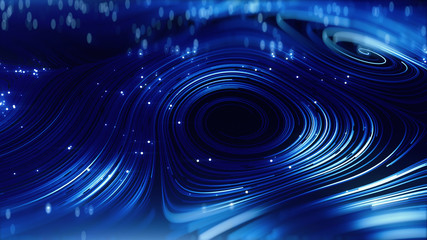 3d render Abstract blue round network background