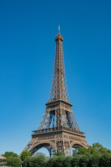 Morning view of the famous Eiffel Tower and downtown citypscape