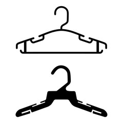 Wall Mural - Fashion and baby clothes hanger vector icon set isolated on a white background