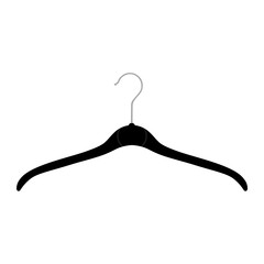 Wall Mural - Black plastic coat hanger, clothes hanger on a white background