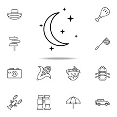 Aufkleber - crescent moon and stars icon. Camping icons universal set for web and mobile