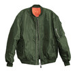 Blank Pilot bomber jacket green color front view on white background