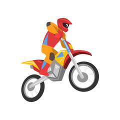 Wall Mural - Motorcyclist Driving Motorbike, Motocross Racing Vector Illustration