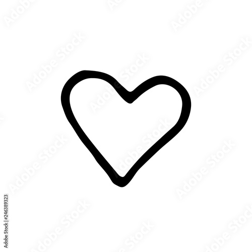 Cute Cartoon Hand Drawn Heart Icon Sweet Vector Black And White