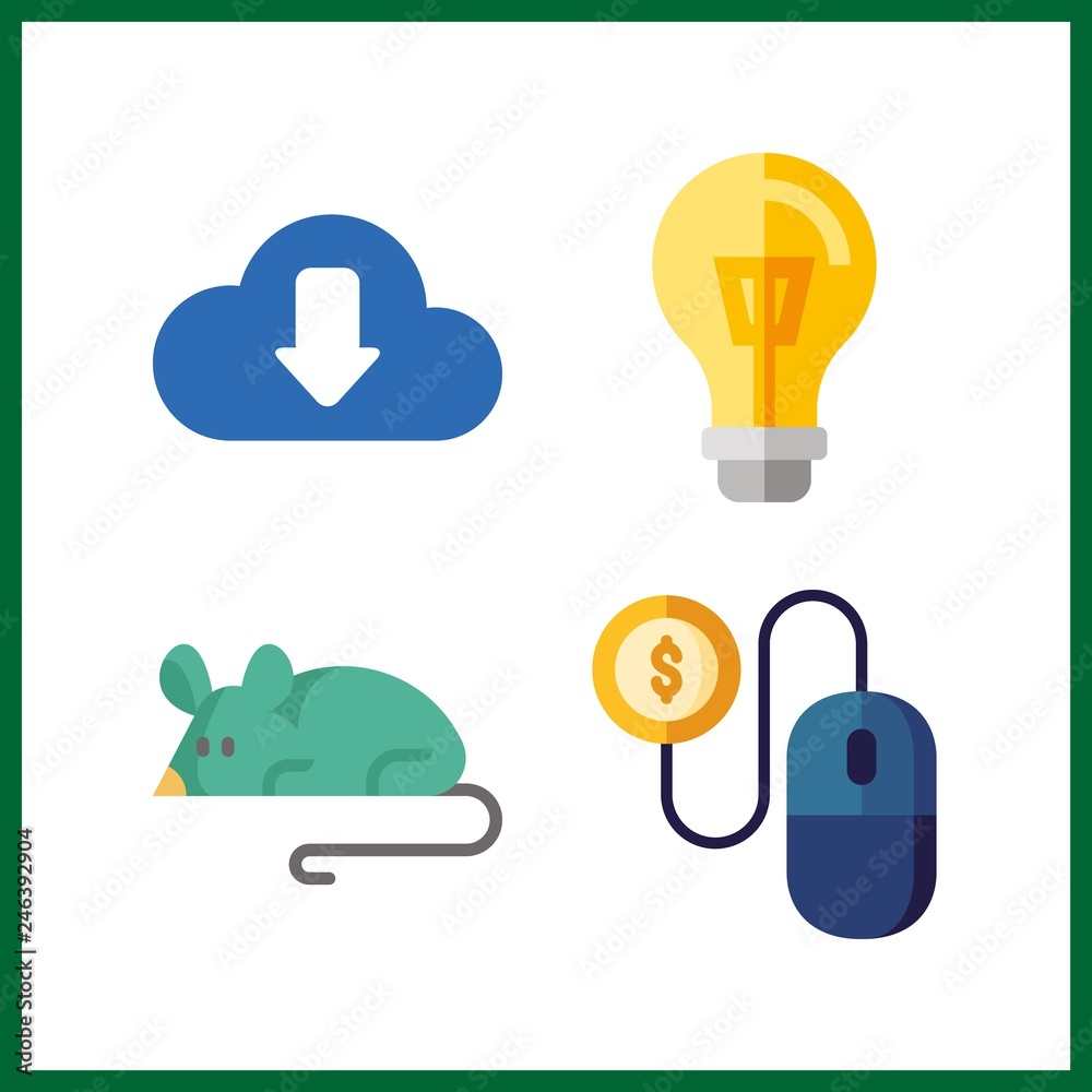 4 click icon. Vector illustration click set. mouse and turned off icons ...