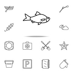 Aufkleber - a fish icon. Camping icons universal set for web and mobile