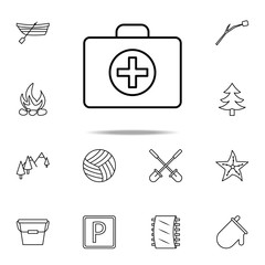 Poster - first-aid kit icon. Camping icons universal set for web and mobile