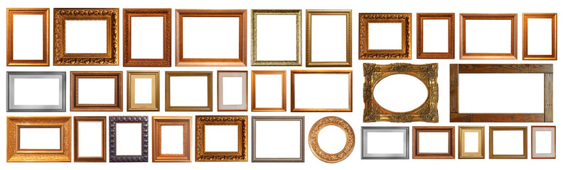 Gold interior elements of the picture frame isolated