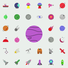 Poster - purple planet colored icon. Colored Space icons universal set for web and mobile