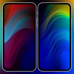 Fototapete - Vector illustrations set design concept of mobile screen wallpaper holographic fluid bright gradient background. Liquid color covers set. Fluid shapes composition. Futuristic design. Phone mock up.