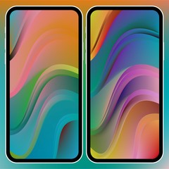 Fototapete - Vector illustrations set design concept of mobile screen wallpaper holographic fluid bright gradient background. Liquid color covers set. Fluid shapes composition. Futuristic design. Phone mock up.