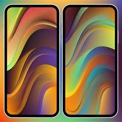 Fototapete - Vector illustrations set design concept of mobile screen wallpaper holographic fluid bright gradient background. Liquid color covers set. Fluid shapes composition. Futuristic design. Phone mock up.