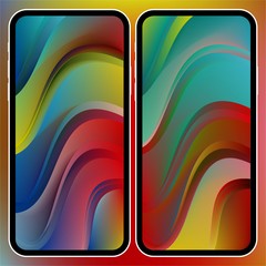Fototapete - Vector illustrations set design concept of mobile screen wallpaper holographic fluid bright gradient background. Liquid color covers set. Fluid shapes composition. Futuristic design. Phone mock up.