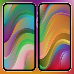 Fototapete - Vector illustrations set design concept of mobile screen wallpaper holographic fluid bright gradient background. Liquid color covers set. Fluid shapes composition. Futuristic design. Phone mock up.