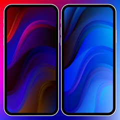 Wall Mural - Vector illustrations set design concept of mobile screen wallpaper holographic fluid bright gradient background. Liquid color covers set. Fluid shapes composition. Futuristic design. Phone mock up.